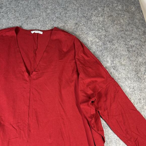 Bryn Walker Tunic Top Womens Large Red Popover Relaxed Oversized Bamboo Organic - Picture 2 of 10